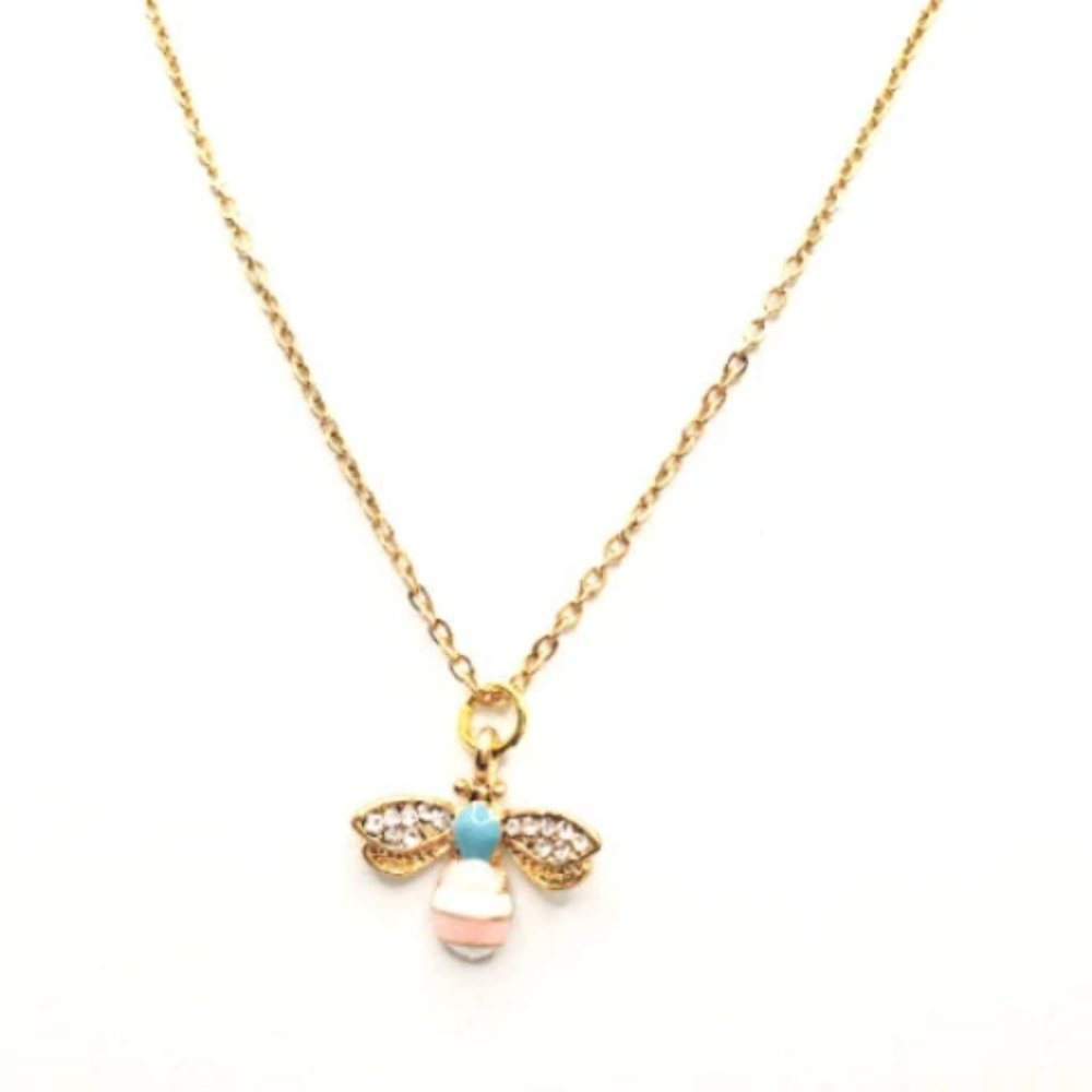 🌹3/$30 NEW Dainty Gold enamel bee 24K gold plated minimalist necklace
